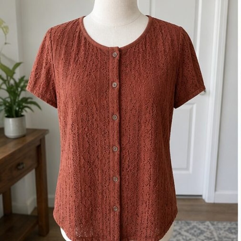 Rust Button Blouse